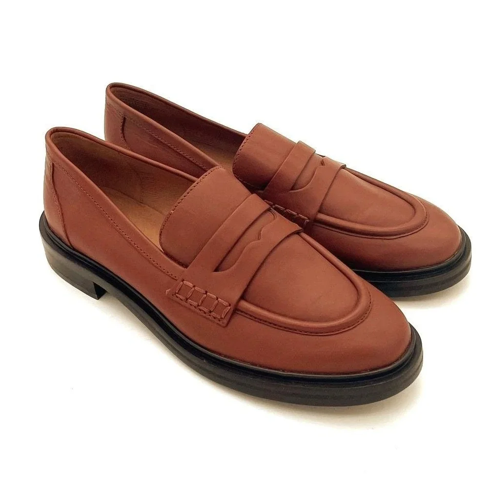 NWOT Madewell Tan 100% Genuine Leather Classic Preppy Academia Loafer 8.5